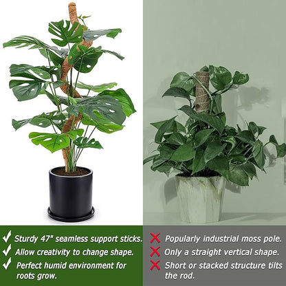 Bendable Moss Pole, 47 Inch Moss Poles for Plants Monstera, Tall Moss Poles for Climbing Plants Indoor, Large Moss Pole Support, Garden Trellis Plant Stand Stakes for Potted Plants, Pothos