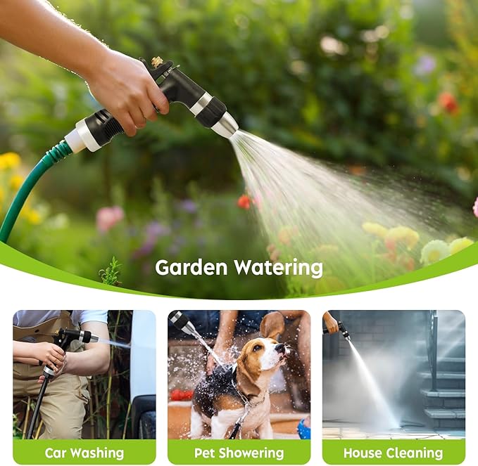 Grip Strength Adjustable Handheld Hose Nozzle, Adjustable Water Nozzle Spray with High Pressure for Watering Plants and Lawn, Car Washing, Patio and Pet Washing.