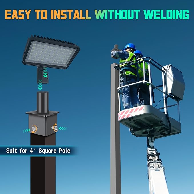 Tenon Bracket for 4" Square Pole with 2 3/8" O.D. Vertical Pole Mounting Bracket Arm Steel Heavy Duty Dark Bronze Slip Fitter Mount Accessories for Parking Lot Light Street Area Lighting