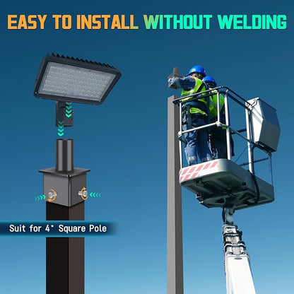 Tenon Bracket for 4" Square Pole with 2 3/8" O.D. Vertical Pole Mounting Bracket Arm Steel Heavy Duty Dark Bronze Slip Fitter Mount Accessories for Parking Lot Light Street Area Lighting