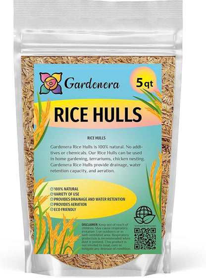Gardenera Rice Hulls for Potting Applications - Promote Root Development, Water Efficiency, and Disease Resistance - 5 QUARTS