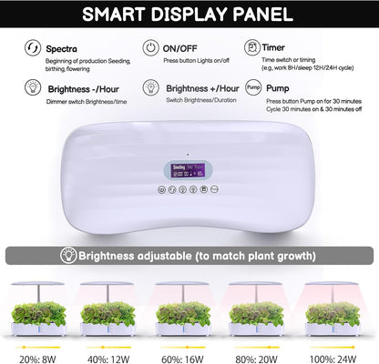 Hydroponics Growing System Kit - 12 Pods Indoor Herb Garden with LED Grow Light, Auto Timer, Adjustable Height up to 17" - Ideal for Home, Birthday & Mother's Day Gifts for Women (White)