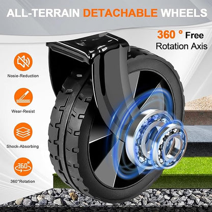 Collapsible Folding Wagon Cart, 350LBS Utility Large Capacity Cart Foldable Wagon with All Terrain Wheels, Grocery Wagons Carts for Garden Shopping Sports Camping, Blue