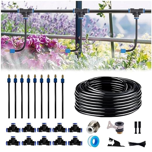 Atomizing kit,360 Degree Adjustable Copper Sprayer atomizing System,5/8mm(ID/OD) trubing Watering Plant Devices Nozzle Emitters Sprinkler Pneumatic Fittings Connection. (9)