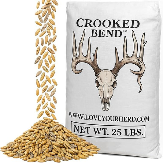 Crooked Bend Last Resort, 25LB Bulk Size, Food Plot Seed for Deer, Mix of Cereal Grain Rye, Wheat, Triticale, Barley, & Oats, Pheasant, Turkey, Dove, Wildlife & Whitetail Hunting Foodplots & Pasture