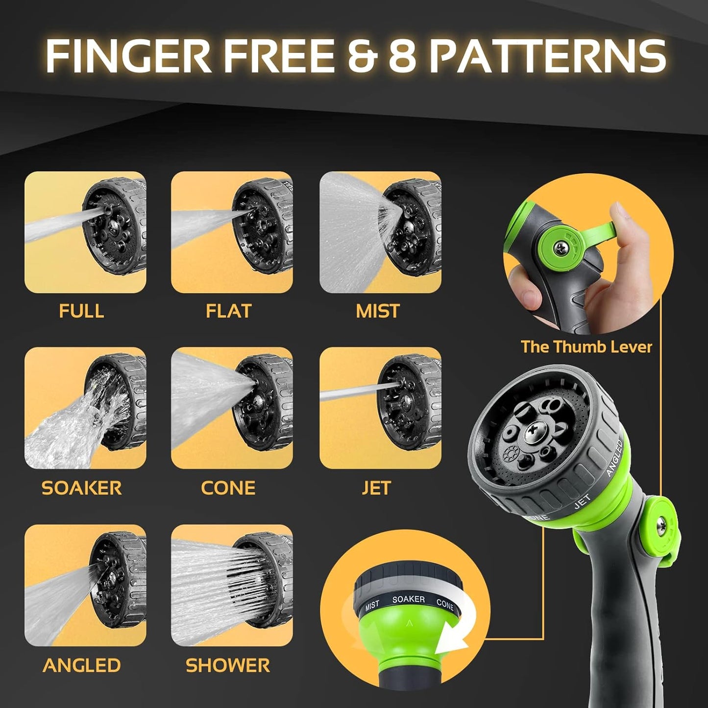 Garden Hose Metal - 50ft Heavy Duty Stainless Steel Water Hose with 8 Function Sprayer & Metal Fittings, Flexible, Lightweight, No Kink, Puncture Proof Hose for Yard, Outdoors, Rv