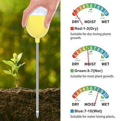 Soil Moisture Meter for Plant No Power Required Soil Hygrometer Plant Water Meter for Indoor and Outdoor Hous Plants, Garden, Farm, Lawn - Yellow