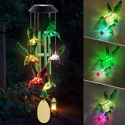 Hummingbird Solar Wind Chimes Outdoor, Father Gift, Birthday Gifts for Mother,Husband,Stepdad,Women,Grandma,Daughter,Aunt,Friend,Wife,Sister. dad and mom Gardening Gifts, Yard Decor