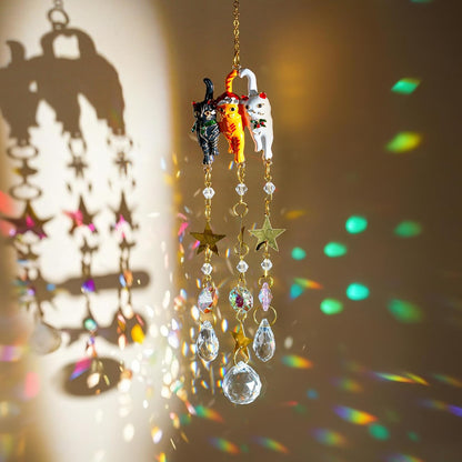 H&D HYALINE & DORA 15.5Inch Cat Suncatcher Crystal Sun Catchers Indoor Window Rainbow Crystal Prisms Ornament Cat Gifts for Women, Pet Lovers