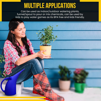 KP KOOL PRODUCTS 1/2 Gallon Watering Can – Small Blue Plastic Watering Can for Indoor & Outdoor Plants, Garden Use – 1 Pack