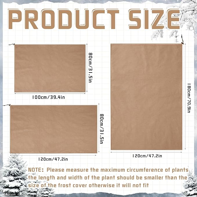 6 Pcs Plant Covers Freeze Protection Reusable Plant Protector with Zipper Frost Cloth Warm Blankets, Winter Bush Covers Freeze Protection from Cold Sun Frost Wind