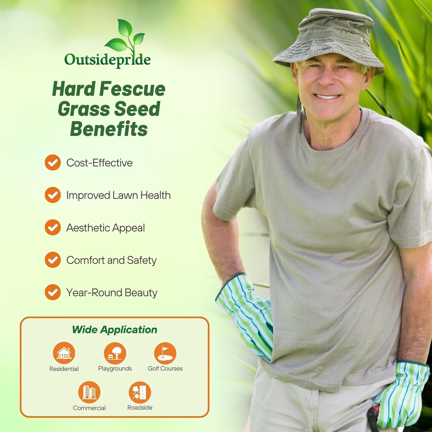 Outsidepride Hard Fine Fescue Grass Seed - 5 lbs. Low-Growing, Drought & Shade-Tolerant, OptiGrowth Coated Seed for Lawn & Turf, Ideal for Low-Maintenance, Dense, & Resilient Green Ground Cover