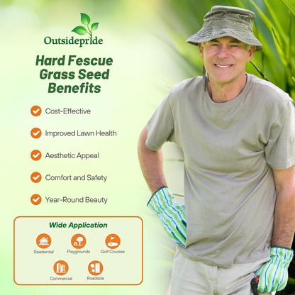 Outsidepride Hard Fine Fescue Grass Seed - 5 lbs. Low-Growing, Drought & Shade-Tolerant, OptiGrowth Coated Seed for Lawn & Turf, Ideal for Low-Maintenance, Dense, & Resilient Green Ground Cover