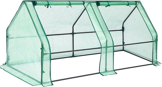 Ohuhu Portable Mini Greenhouse, 71"x36"x36" Greenhouses for Outdoors with Dual Large Zipper Doors & Ground Stakes, Waterproof & UV Protected Plastic Green House for Outside Garden Patio Backyard