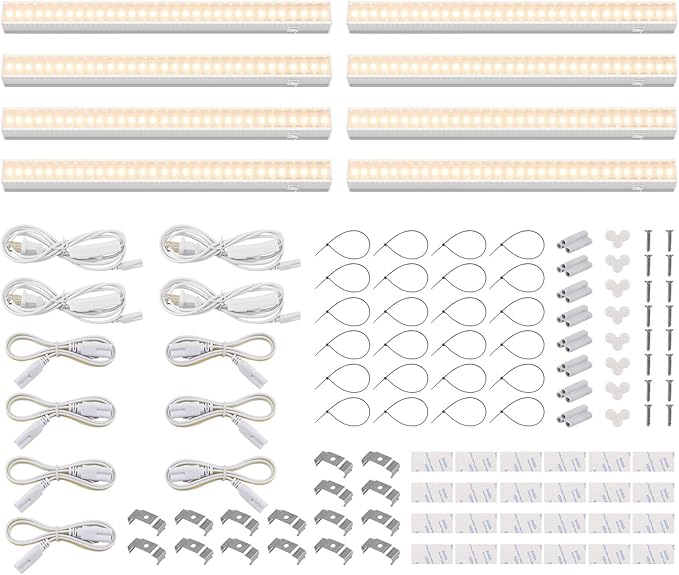Barrina Grow Lights for Indoor Plants, T5 Grow Light Strip, 1ft Plant Lights for Indoor Growing, Full Spectrum LED Grow Light, Individual Switch, Linkable, Plug and Play, Yellow, 8-Pack