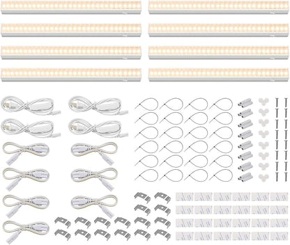 Barrina Grow Lights for Indoor Plants, T5 Grow Light Strip, 1ft Plant Lights for Indoor Growing, Full Spectrum LED Grow Light, Individual Switch, Linkable, Plug and Play, Yellow, 8-Pack