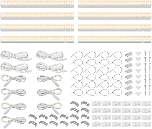 Barrina Grow Lights for Indoor Plants, T5 Grow Light Strip, 1ft Plant Lights for Indoor Growing, Full Spectrum LED Grow Light, Individual Switch, Linkable, Plug and Play, Yellow, 8-Pack