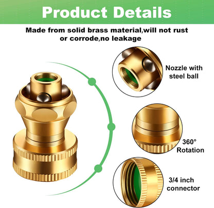 3 Pack Brass Nozzle Power Brass Hose Nozzle, Adjustable Twist Sprayer for Garden