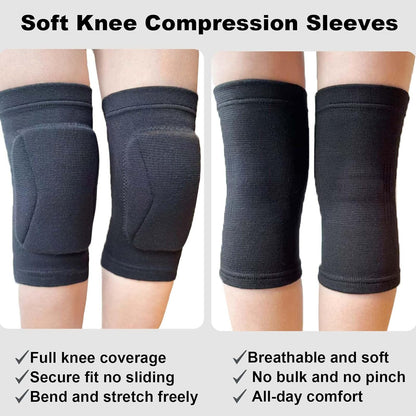Men Women Knee Pads for Volleyball Wrestling Sports, Lightweight Compression Knee Sleeve for Execise Fitness Workout, Protective Kneepad for Gardening Cleaning Kneeling Work, Black Plus Size (1 Pair)