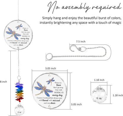 Glass Suncatcher Ornament - Those we Love Don't go Away - Sympathy Gifts for Loss of Loved Ones - Bereavement Keepsake - Crystal Rainbow Maker - Hanging Crystal Decor - Daily Remembrance