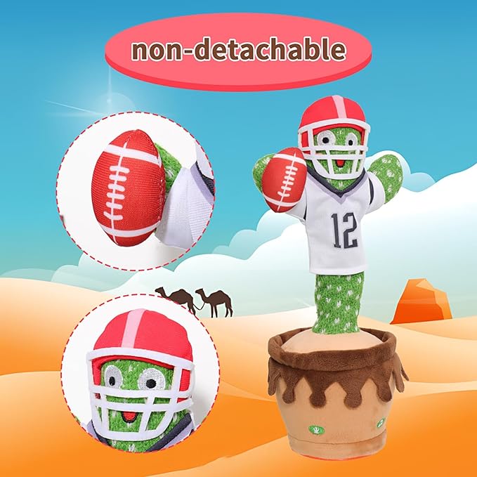 MIAODAM Dancing Football Cactus Toy, Singing, Talking, Record & Repeats What You say with 60 English Songs, Funny Eletronic Baby Toys
