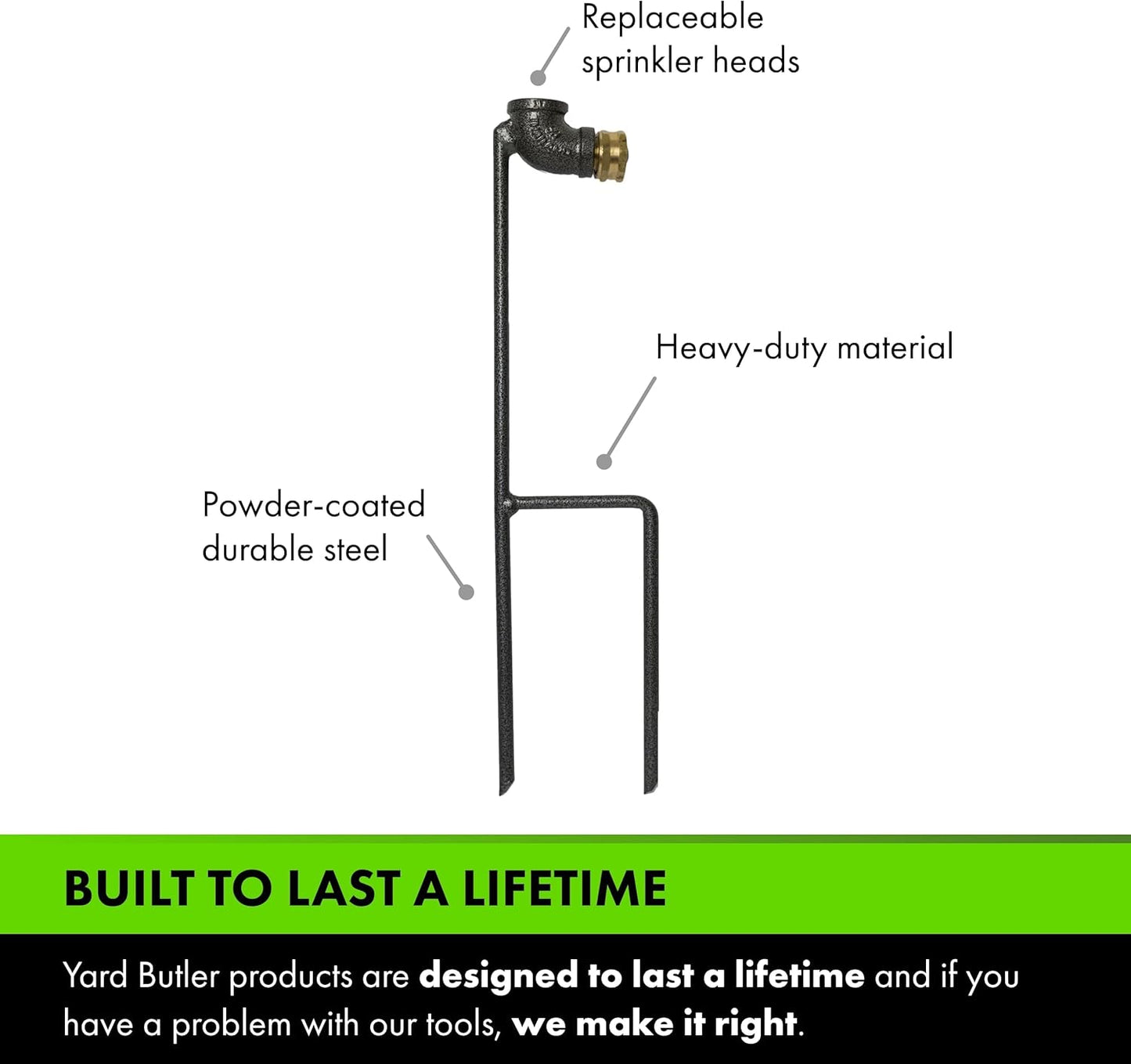 Yard Butler Step Spike Sprinkler Stand - Durable Gardening Supplies for Lawn Care - Sturdy Design & Dual Spikes for Sprinkler Stability - Water Lawn & Garden Evenly