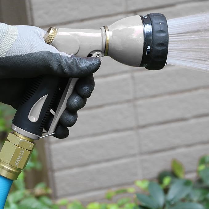 STYDDI Pro Ultra Heavy Duty Multi-Patterns Garden Hose Nozzle, All Metal Hose Nozzle with 8 Spray Patterns, Perfect for Plant Watering, Car Washing, Window Cleaning, Pet Showering, Gray