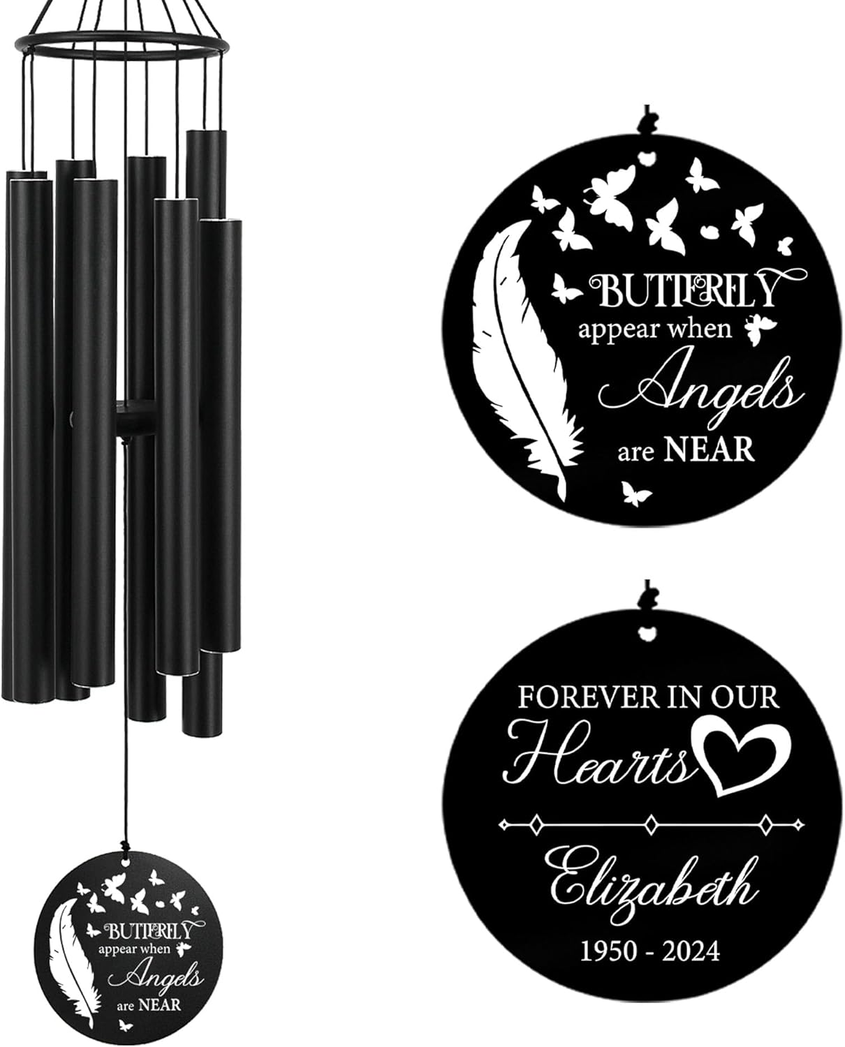 Personalized 36" Memorial Wind Chimes, Bereavement Gift to Honor a Loved One's Remembrance, Sympathy Gift for Loss of Mother Father Husband, for Outdoor Garden