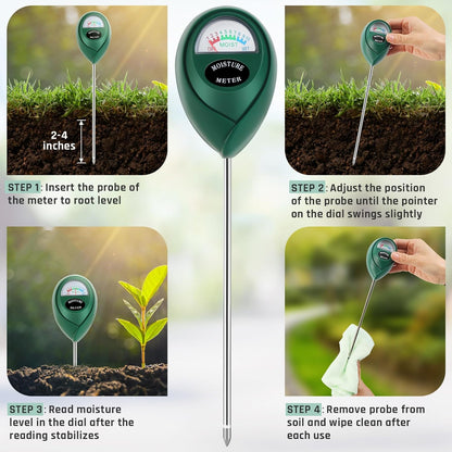 Plant Moisture Meter, Plant Water Meter, Soil Moisture Meter for House Plants for Garden, Lawn, Farm, Indoor & Outdoor Use, No Batteries Required (2 Packs Green)