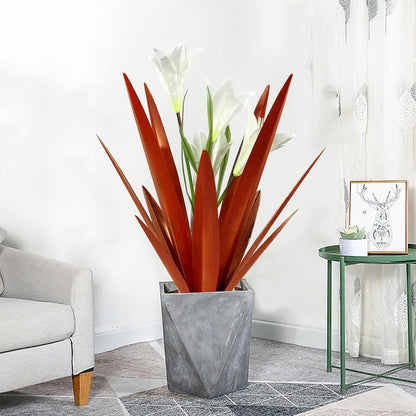 Homight Metal Agave Plant Outdoor Decoration Lily Mexican Yard Art Garden Gift Home Decor Hand Painted Metal Agave Garden Yard Statue, Outdoor Lawn Ornaments (2 Big White Lilies)