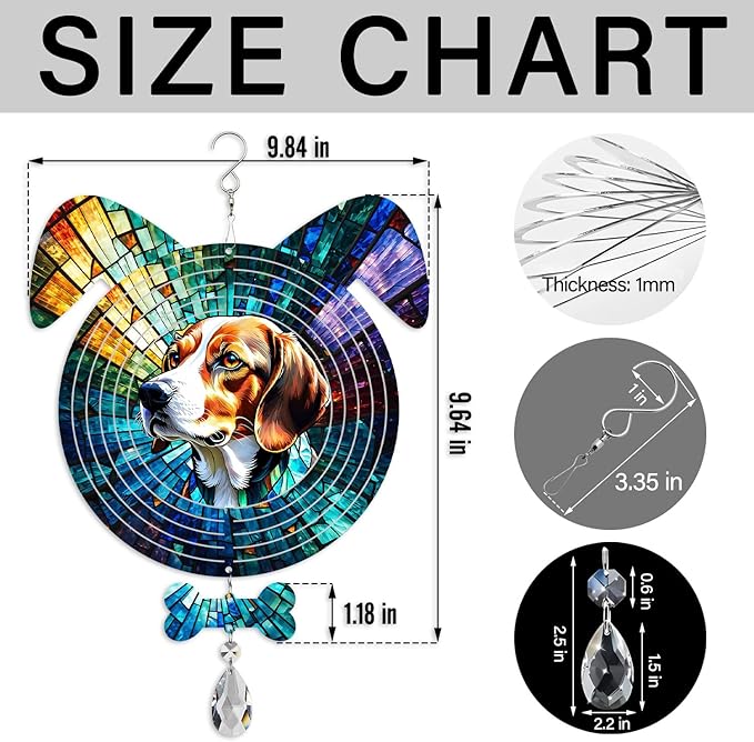 Beagle Dog Ears Wind Spinner, Beagle Wind Spinner Hanging for Yard and Garden