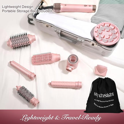 StyleVibe 8-in-1 Air Styler, Hair Dryer & Blow Dryer Brush with Auto Wrap Curl L/R, Fast Drying, Smooth Blowouts, Root-Lift Volume, No Heat Damage Frizz-Free Thermal Brush with Travel Bag