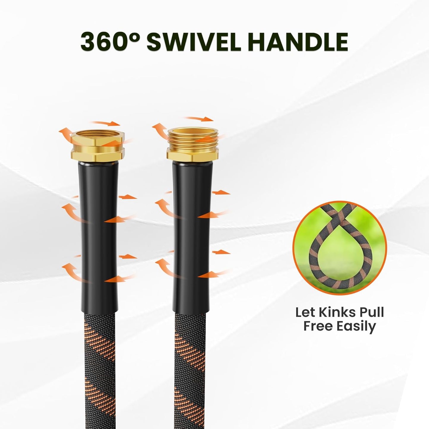 Giraffe Tools Garden Hose 75FT Non-Expandable Lightweight Flexible Water Hoses Burst 600 psi with 9 Spray Function Nozzle Heavy Duty Hose