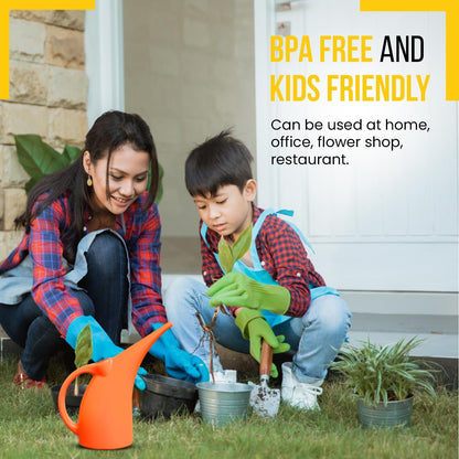 KP KOOL PRODUCTS 1/2 Gallon Watering Can - Small Indoor/Outdoor Plastic Waterer - Orange - 1 Pack