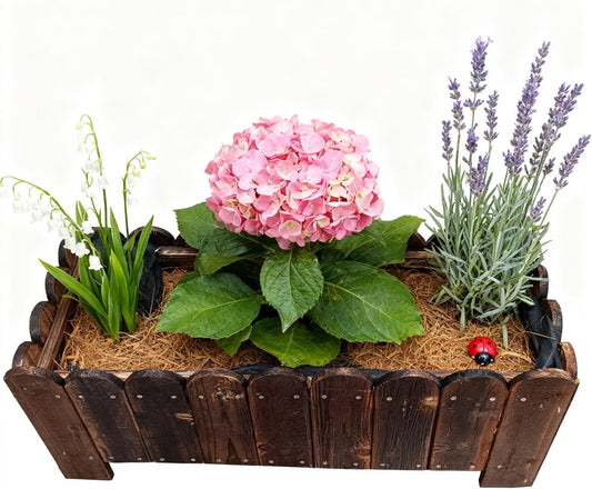 zeng Solid Wood Planter Box – high Temperature Carbonization Raised Garden Bed for Vegetables/Flowers, 23.6" L x 8.7" W x 9.8" H, Brown (Small)