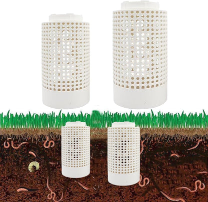 Inground Garden Compost Bin Underground Worm Farm Compost Bin Reducing Food Waste Composting Systems Suitable for Garden, Vegetable Patch, Backyard (White, 11.81 x 6.3 x 6.3 Inch)