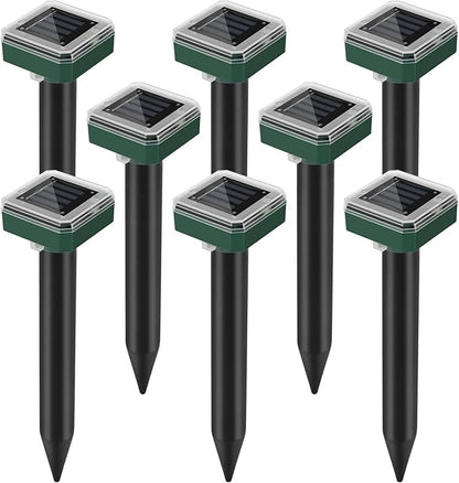 Mole Repellent Solar Powered, 8 Pack Waterproof Ultrasonic Deterrent Gopher Vole Repellent Outdoor, Repellent Rat, Squirrel, Skunk, Mole for Lawns Garden Yard