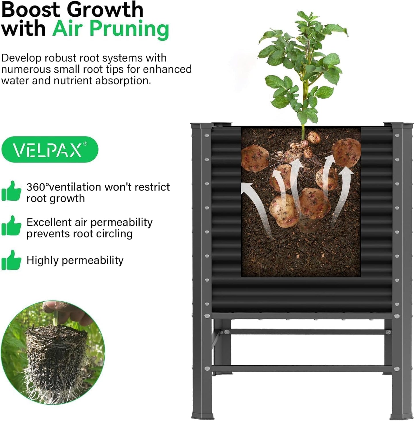 Galvanized Raised Garden Bed with Legs,48×24×37in Large Metal Elevated Raised Planter Box ,Raised Garden Bed,900lb Capacity with Drainage Holes for Vegetables Lawn Green Flowers, Fruits, Terrace