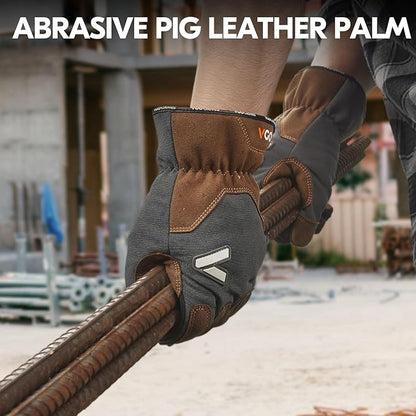 Vgo... Work Gloves for Men,Leather Safety Work Gloves,Scratch protection,Thornproof,Touchscreen(CA7777/CA7780/GA7776/PA7775)