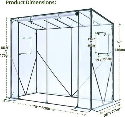 Ohuhu Tomato Greenhouse for Outdoors: Portable Lean to Green House Heavy Duty with Roll-Up Zippered Door, Tall Plastic Greenhouses for Outside Plants Growing Shed Tent for Backyard Transparent