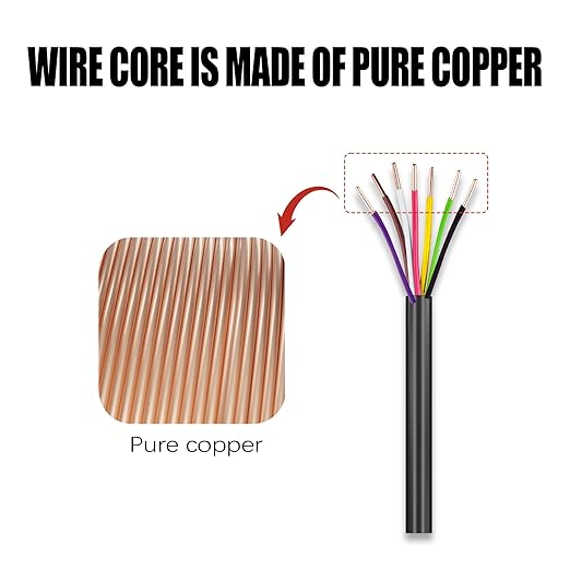 18/7 Sprinkler Wire, 150 ft, 7 mm, Black, PVC, Pure Copper, UV Resistant, Easy Install, Suitable for Solid Sprinkler Systems