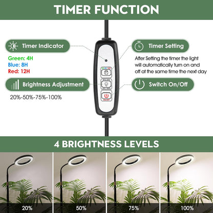 LBW Grow Lights for Indoor Plants Full Spectrum with Stand, Floor Plant Growing Lamp for Large Plants, Auto ON/Off Timer 4/8/12H, 4 Dimmable Levels, 47.2-63 inches Adjustable Height