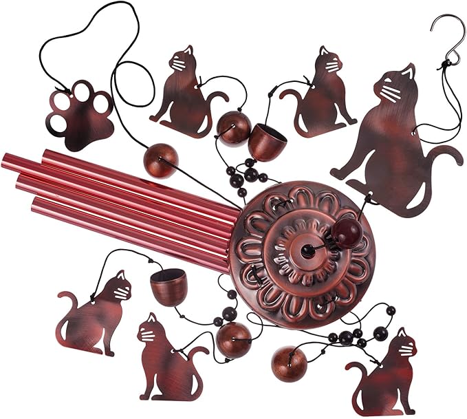 Cats Wind Chimes Outdoor/Indoor Decor - 36 Inch Metal Musical Wind Bells, Mobile Romantic Kitten Wind Catcher, Outdoor Cats Wind Chimes Gifts for Mom, Home, Balcony, Trees, Festival Garden Decoration
