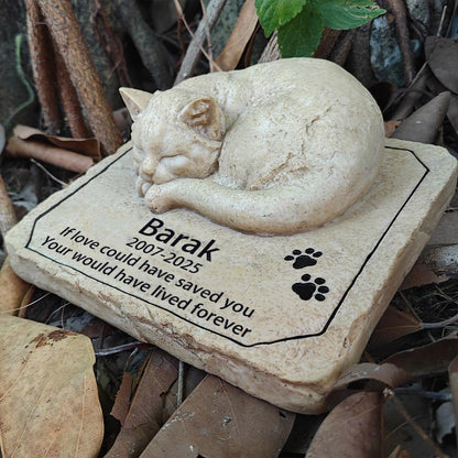 Personalized Cat Memorial Grave Marker Tribute Statue - Custom Cat Memorial Garden Stones Commemorates Our Lost Fur Baby - Pet Cat Headstone Memorial Gifts Indoor Outdoor Decor