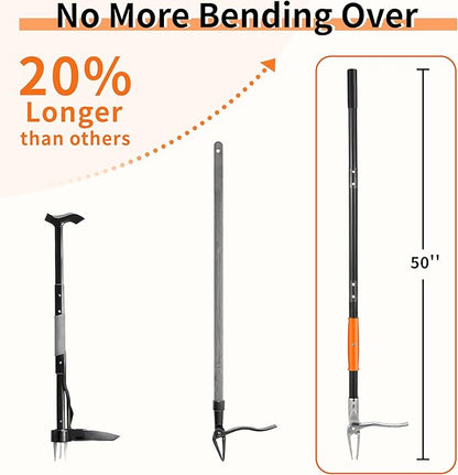 50” Weed Puller Tool, Heavy-Duty Weeder Tool with Long Handle, 4-Claw Metal Stand up Weeding Tool with Easy-Eject Mechanism for Crabgrass, Dandelion, Garden Tools for Seniors