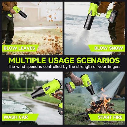 Leaf Blower Cordless with Battery and Charger, 21V Portable Handheld Electric Leaf Blower, Extended Nozzle Design, Adjustable Speed Blower for Patio Cleaning