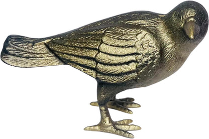 NACH Cast Iron Crow Statue, Head to Side Raven, Large Garden Statues, Crow Garden Sculpture, Bird Figurines Home Decor, Crow Decor, Raven Decor, Gold Bird Statue, 4 x 11 x 6.5 inches, JS-90-7115AG