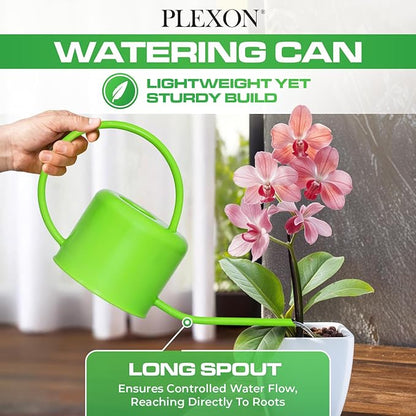 Plexon 40 oz Green Powder Coated Steel Watering Can Indoor Plants - Long Spout Watering Can Outdoor House Plant Flower, Garden
