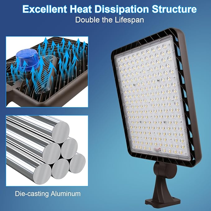 ledmo 480W LED Parking Lot Light,5000K 72000LM Super Bright Dusk to Dawn Outdoor Commercial Street Light IP65 Exterior Security Large Area Flood Lighting with 180°Adjustable Bracket