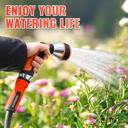 YAMATIC Heavy Duty Garden Hose 75FT x 5/8", Flexible Water Hose with 360° Swivel Handle, 3/4" Brass Male to Female Connectors, Leak-Resistant for All-Weather Outdoor Use